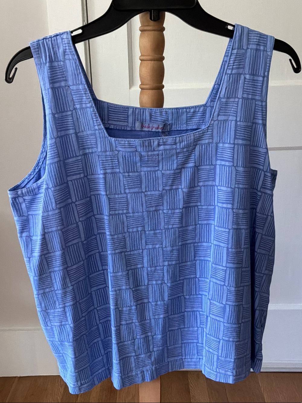 fresh produce Light Blue Textured Square Tank Top